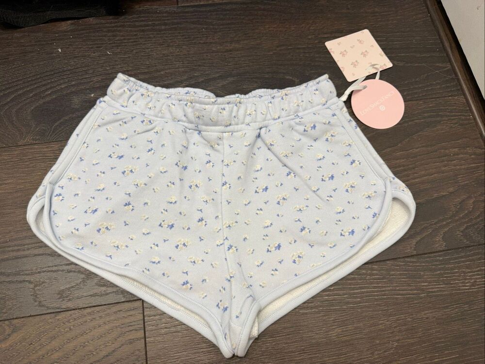 LoveShackFancy x Target Girls Large Blue Floral Shorts Sweat New